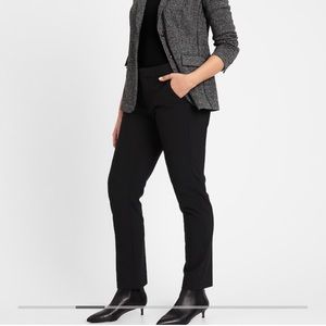 Banana Republic Curvy Ryan Slim Straight-Fit Washable Wool-Blend Pant, Black, 6L